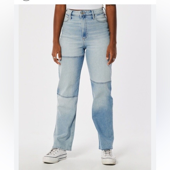 VINTAGE HOLLISTER BAGGY CURVY ULTRA HIGH-RISE DAD PATCHED JEAN VINTAGE STRETCH - Picture 1 of 13